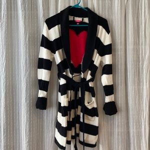 Betsey Johnson Striped Heart Cardigan Size M